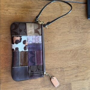 Coach Patchwork Wristlet in Brown and Purple